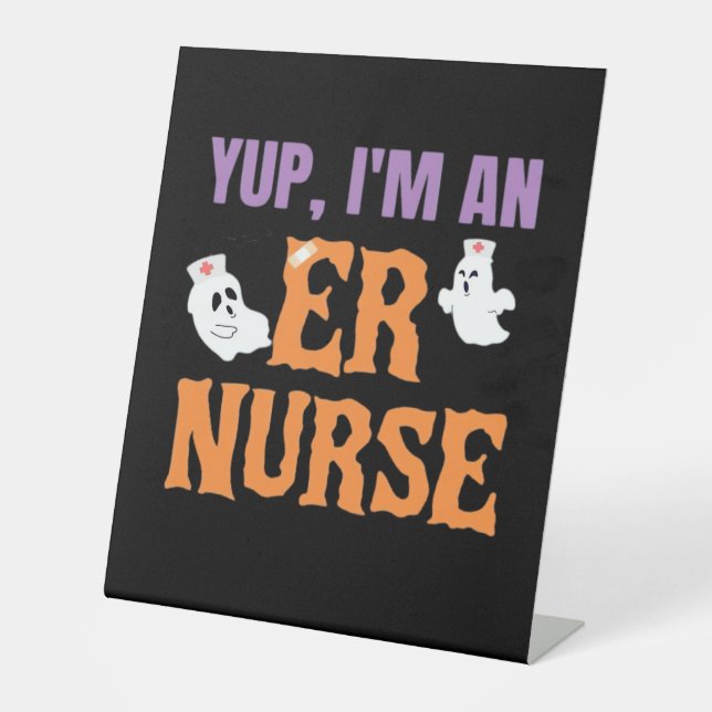 ER Nurse Boo Crew Emergency Room Nurse Halloween C Pedestal Sign (Front)