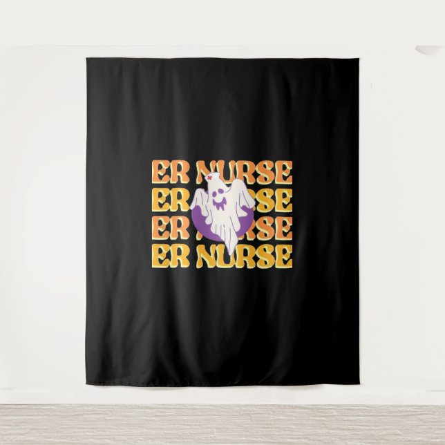 ER Nurse Boo Crew Emergency Room Nurse Halloween C Tapestry (Front)