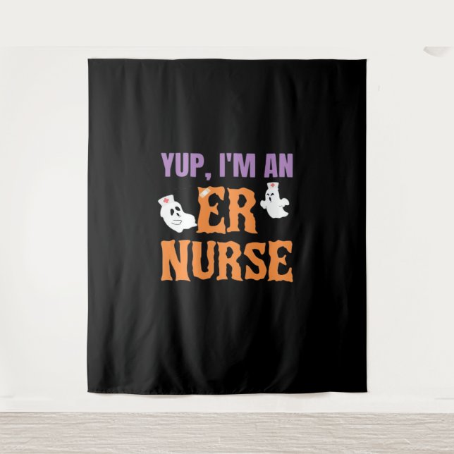 ER Nurse Boo Crew Emergency Room Nurse Halloween C Tapestry (Front)