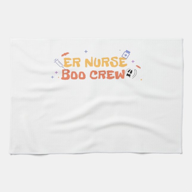 ER Nurse Boo Crew Emergency Room Nurse Halloween C Tea Towel (Horizontal)