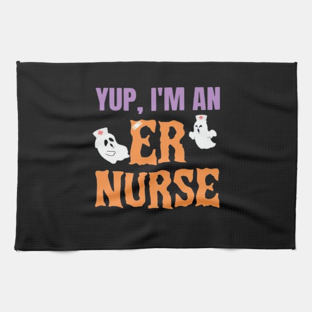 ER Nurse Boo Crew Emergency Room Nurse Halloween C Tea Towel (Horizontal)