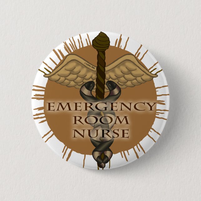  ER Nurse Caduceus 6 Cm Round Badge (Front)