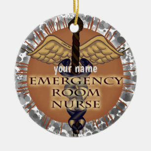 ER Nurse Caduceus Ceramic Tree Decoration
