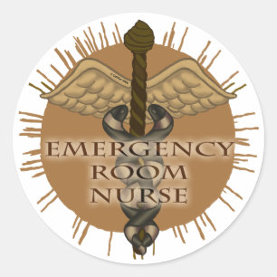  ER Nurse Caduceus Classic Round Sticker