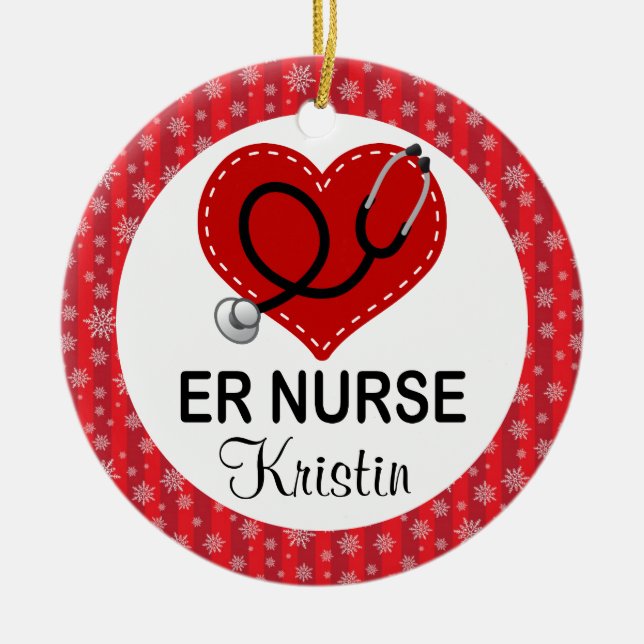 ER Nurse Christmas Personalised Ornament (Front)
