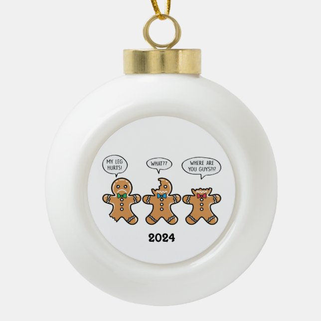 ER Nurse Gingerbread Man Ceramic Ball Christmas Ornament (Front)