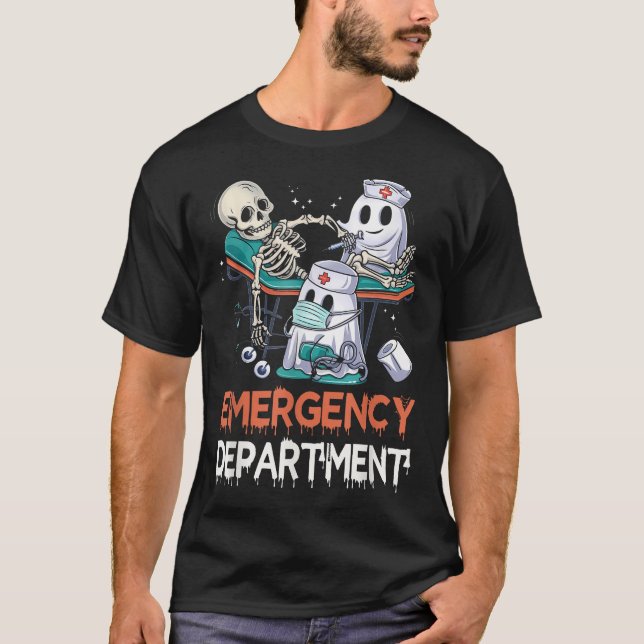 Er Nurse Halloween Er Boo Crew Emergency T-Shirt (Front)