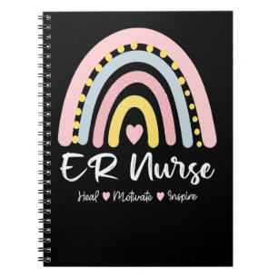 Er Nurse Heal Motivate Inspire Boho Rainbow Cute Notebook