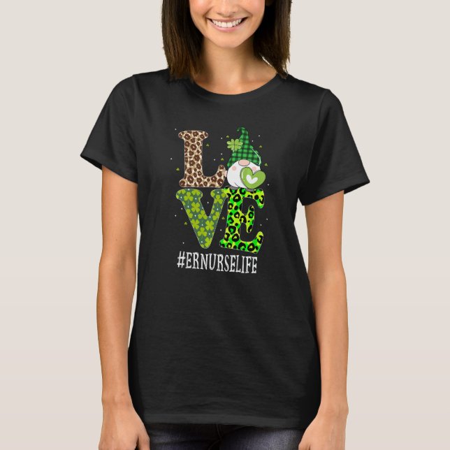 Er Nurse Love St Patricks Day Gnome Leopard Women  T-Shirt (Front)