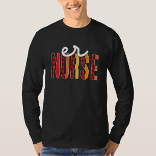 Er Nurse Plaid Red Love Heart Stethoscope Rn Nurse T-Shirt