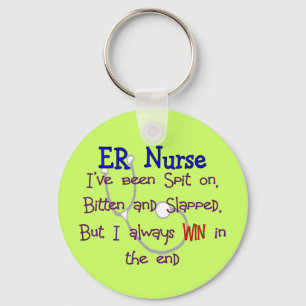 ER Nurse "SPIT ON BITTEN and SLAPPED" Key Ring