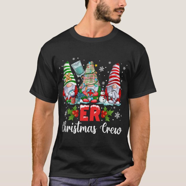 ER Nurse Squad Gnomies Nurse Christmas Gnomes Crew T-Shirt (Front)