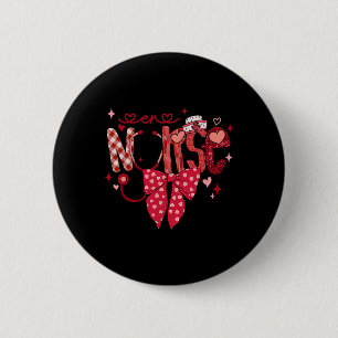 Er Nurse Stethoscope Coquette Bow Heart Valentine 6 Cm Round Badge