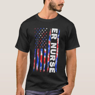 ER Nurse Tie Dye American Flag Fourth 4th of July T-Shirt