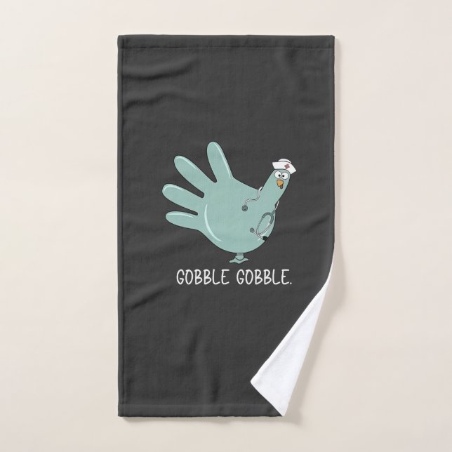 ER Nurse Turkey Gobble Squad ER Nurse Thanksgiving Hand Towel (Hand Towel)