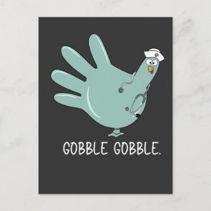 ER Nurse Turkey Gobble Squad ER Nurse Thanksgiving Holiday Postcard