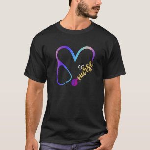 Er Nurse Watercol Love Heart Stethoscope Rn Nurse T-Shirt