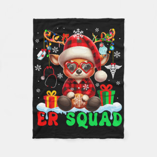 Er Squad Christmas Santa Reindeer Sungles Nurse Te Fleece Blanket