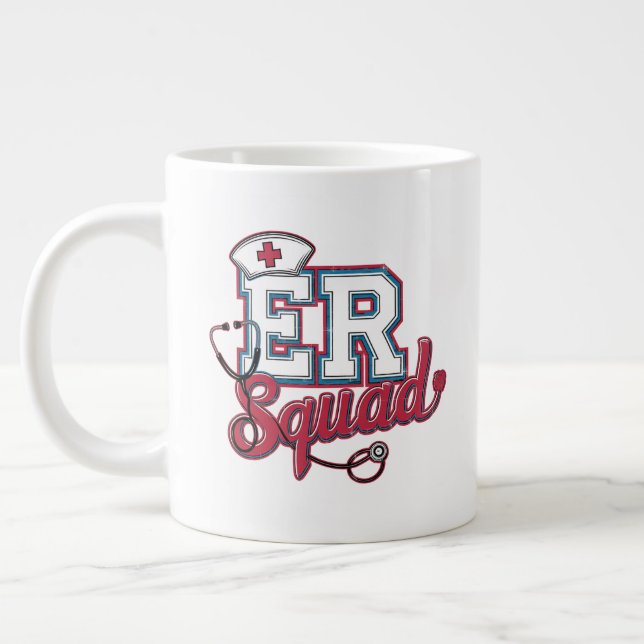 ER Squad, Emergency Room, Nurse Shirt, Doctor Gift Large Coffee Mug (Left)