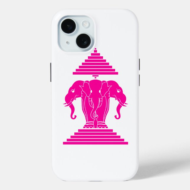 Erawan Pink Three Headed Elephant Lao / Laos Flag Case-Mate iPhone Case (Back)