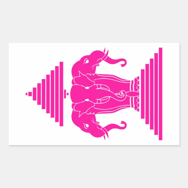 Erawan Pink Three Headed Elephant Lao / Laos Flag Rectangular Sticker (Front)