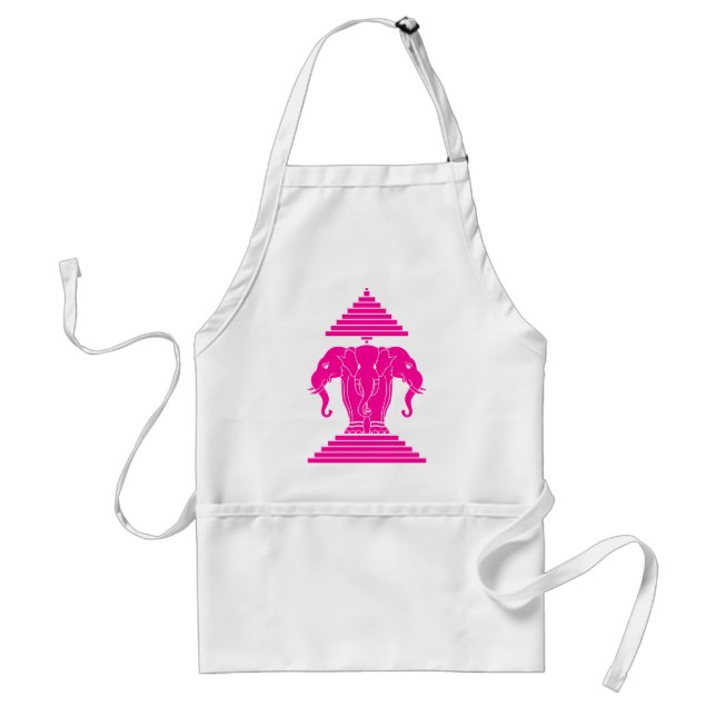 Erawan Pink Three Headed Elephant Lao / Laos Flag Standard Apron (Front)