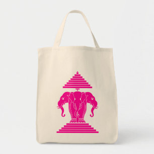 Erawan Pink Three Headed Elephant Lao / Laos Flag Tote Bag