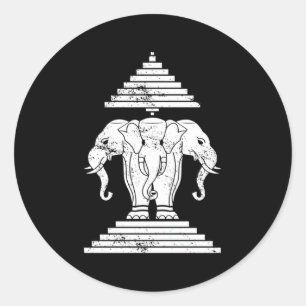 Erawan Sabaidi Greeting 3 Headed Elephant Kingdom  Classic Round Sticker