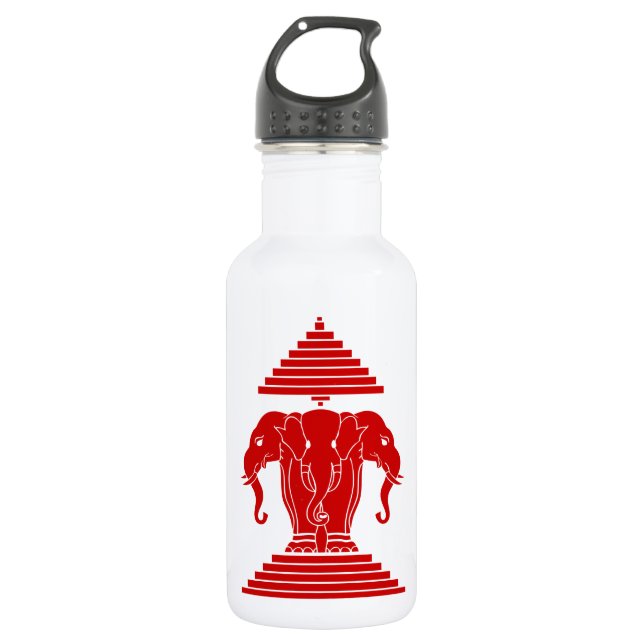 Erawan Three Headed Elephant Lao / Laos Flag 532 Ml Water Bottle (Front)