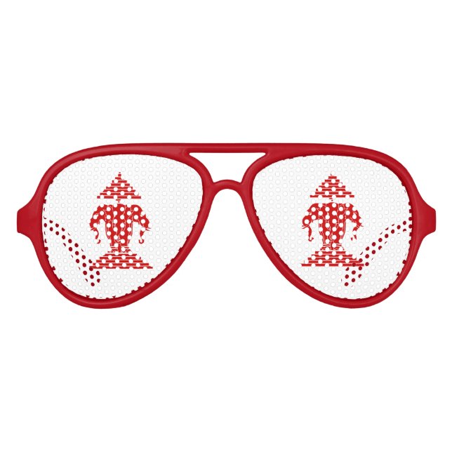 Erawan Three Headed Elephant Lao / Laos Flag Aviator Sunglasses (Front)