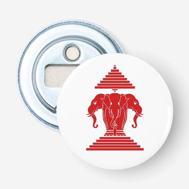 Erawan Three Headed Elephant Lao / Laos Flag Bottle Opener (Front)