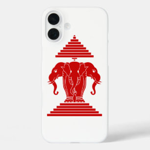 Erawan Three Headed Elephant Lao / Laos Flag iPhone 16 Plus Case