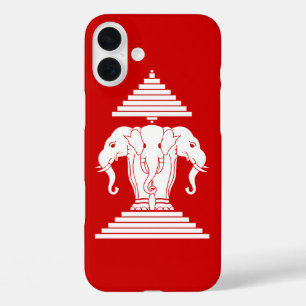 Erawan Three Headed Elephant Lao / Laos Flag iPhone 16 Plus Case