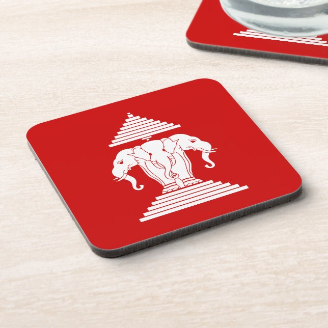 Erawan Three Headed Elephant Lao / Laos Flag Coaster (Left Side)