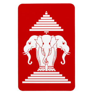 Erawan Three Headed Elephant Lao / Laos Flag Magnet