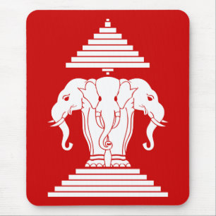 Erawan Three Headed Elephant Lao / Laos Flag Mouse Mat
