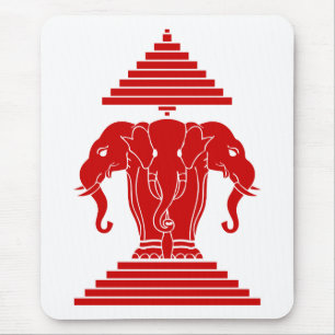 Erawan Three Headed Elephant Lao / Laos Flag Mouse Mat