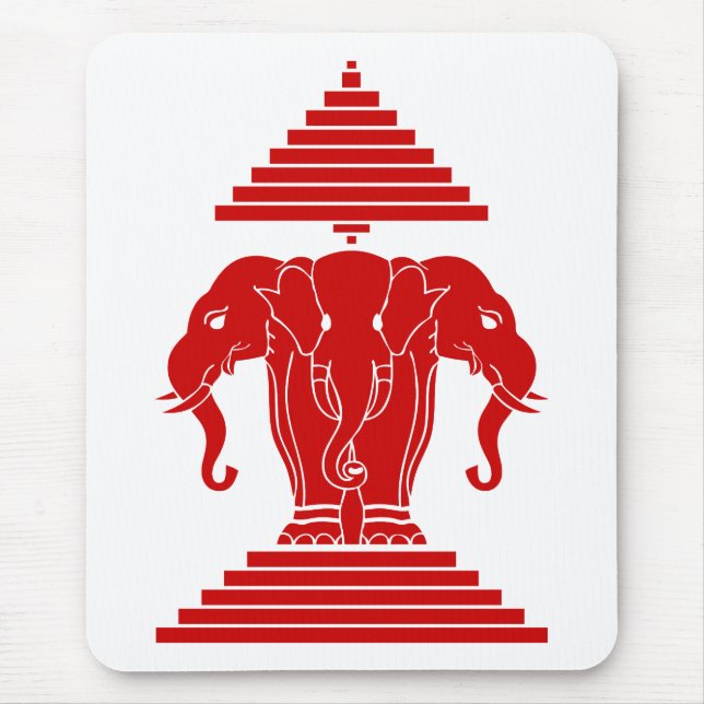 Erawan Three Headed Elephant Lao / Laos Flag Mouse Mat (Front)
