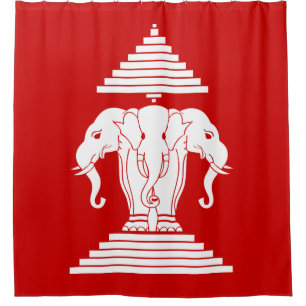 Erawan Three Headed Elephant Lao / Laos Flag Shower Curtain