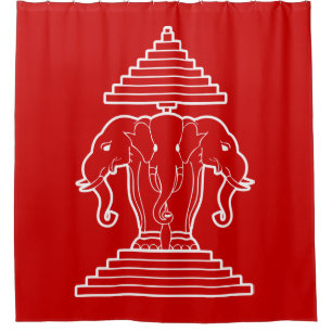 Erawan Three Headed Elephant Lao / Laos Flag Shower Curtain