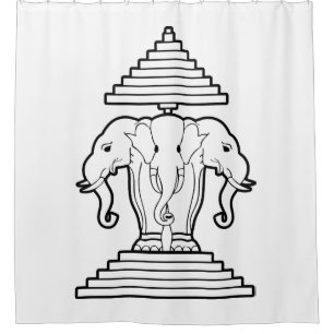 Erawan Three Headed Elephant Lao / Laos Flag Shower Curtain