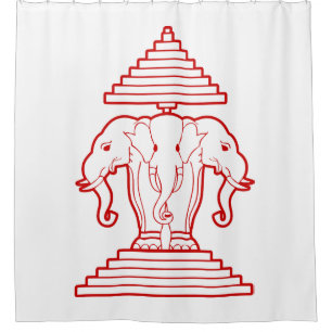 Erawan Three Headed Elephant Lao / Laos Flag Shower Curtain