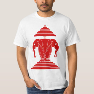 Erawan Three Headed Elephant Lao / Laos Flag T-Shirt