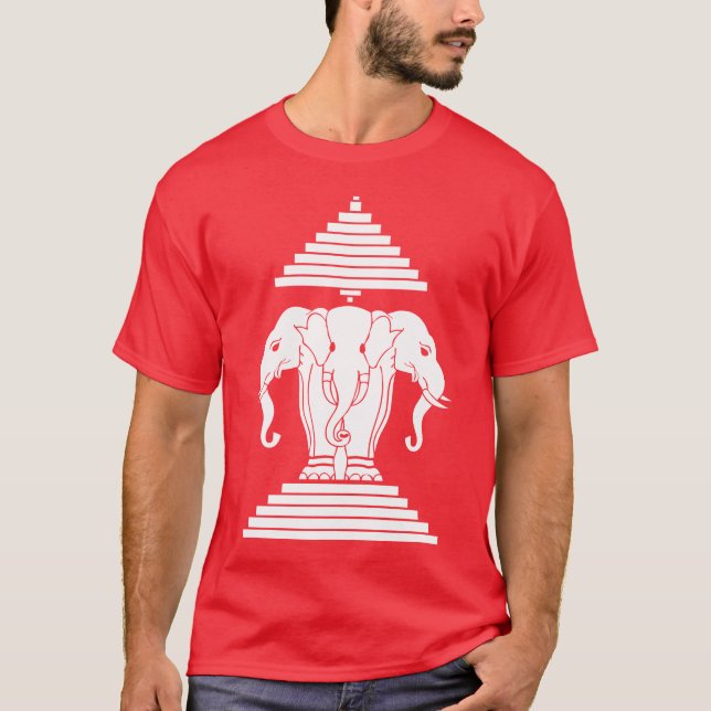 Erawan Three Headed Elephant Lao / Laos Flag T-Shirt (Front)
