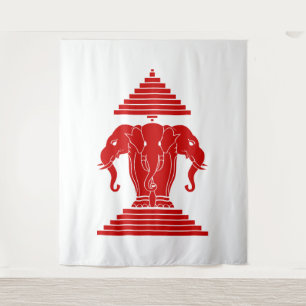 Erawan Three Headed Elephant Lao / Laos Flag Tapestry