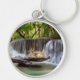 Erawan Waterfall with Deer Relaxing     Key Ring
