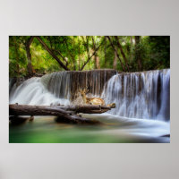 Erawan Waterfall with Deer Relaxing  