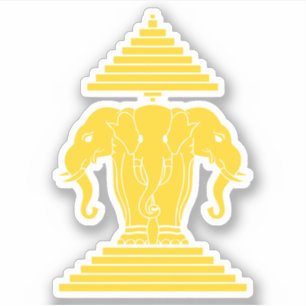 Erawan Yellow 3 Headed Elephant Lao / Laos Flag