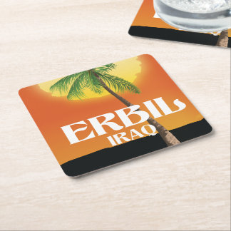 Erbil Iraq Travel poster Square Paper Coaster