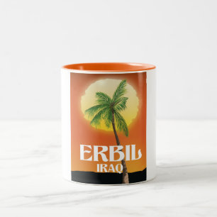 Erbil Iraq Travel poster Two-Tone Coffee Mug